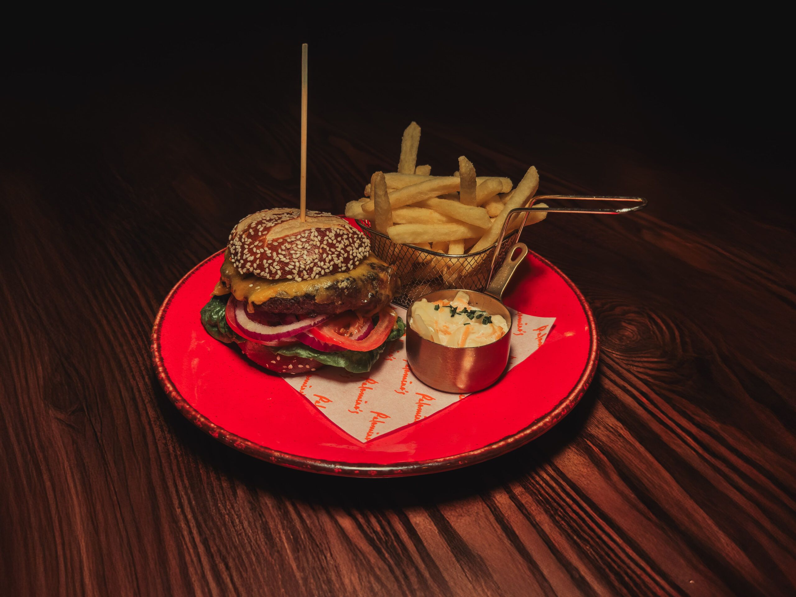 Deluxe burger with fries