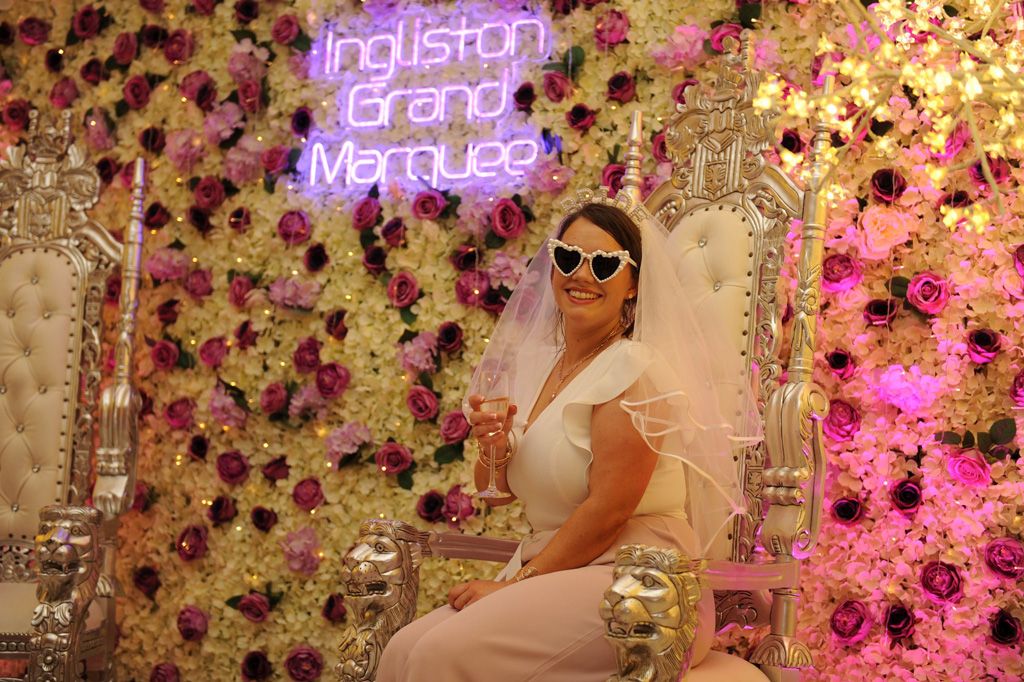 Bride-to-be on throne