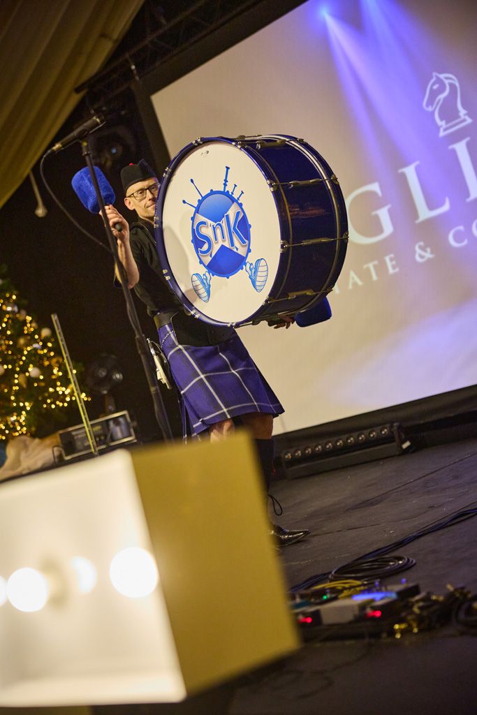 Pipe band bass drummer