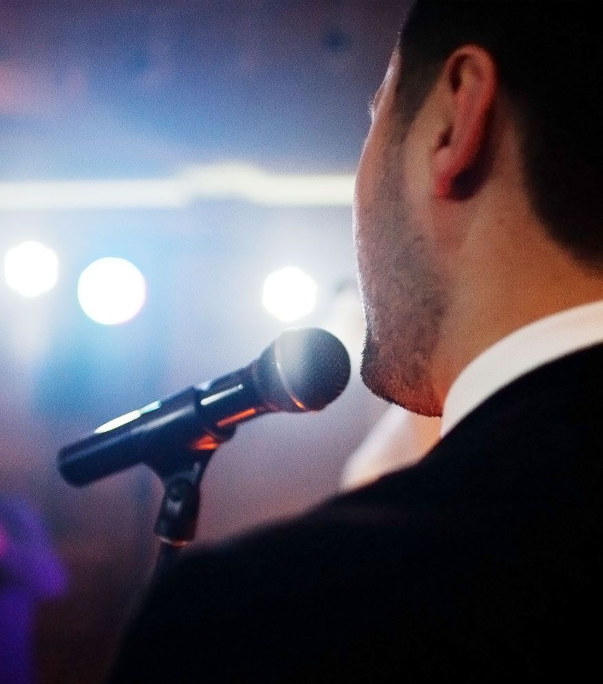 Man singing with microphone