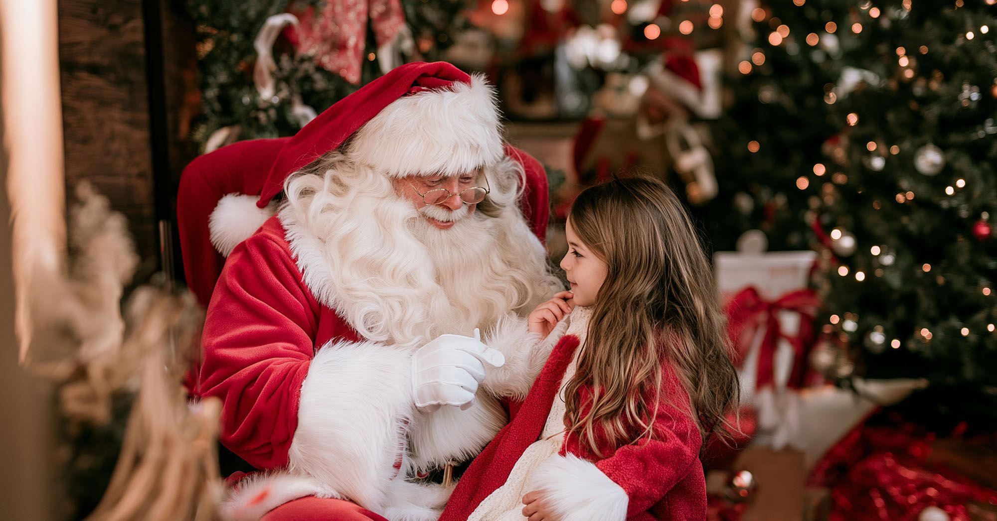 Santa talking to little girl