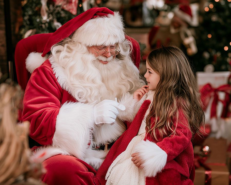 Santa talking to little girl